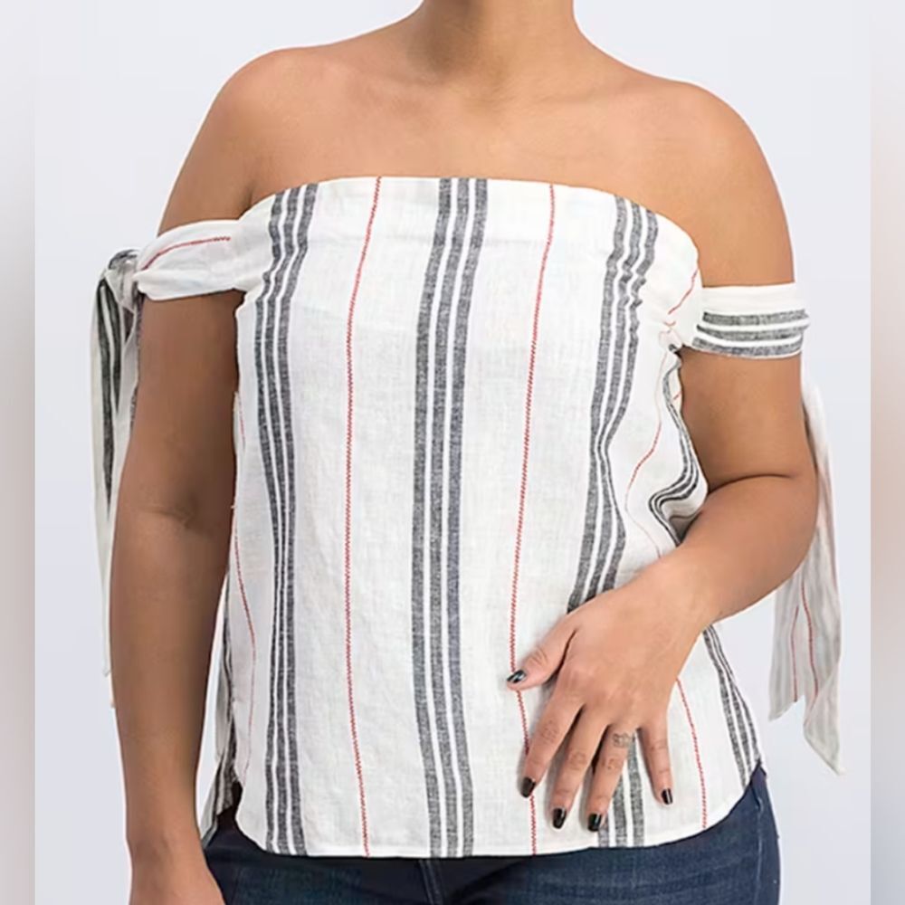 NWT BCBGENERATION cream combo tie sleeve tube top elasticized top back & rubber